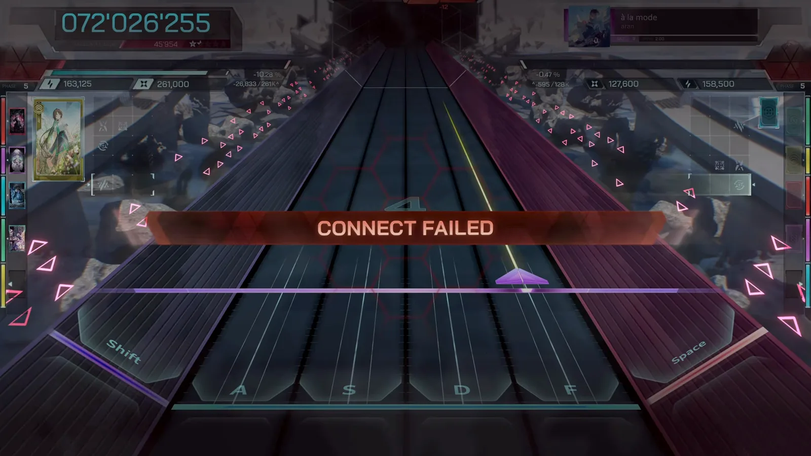 CONNECT FAILED banner In Falsus CONNECT FAILED banner following a failed dive on à la mode ULT 9